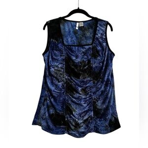 Sami Jo Velvet Burnout Ruched Top Square Neck WhimsiGoth Goth Y2K Size XL